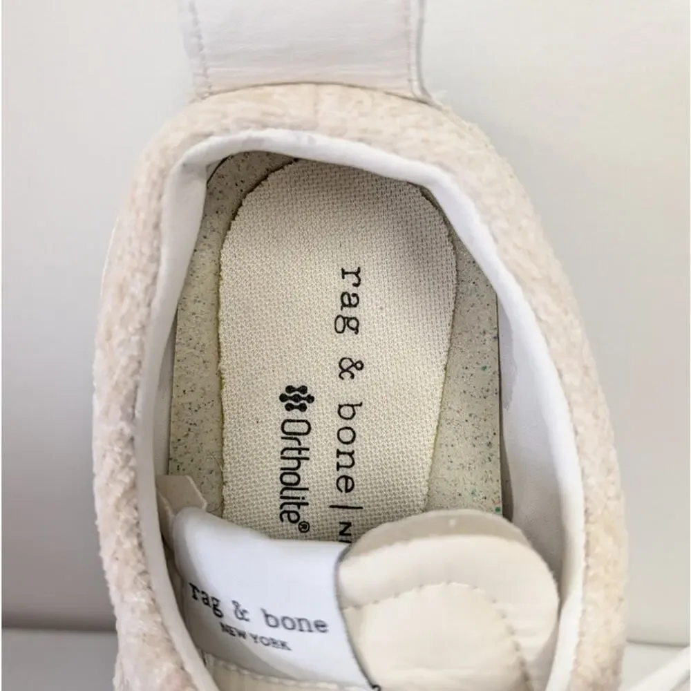 Rag&bone Retro Runner Chenille Sneakers Womens EU39/US9 Ecru Plain Lace-up Low